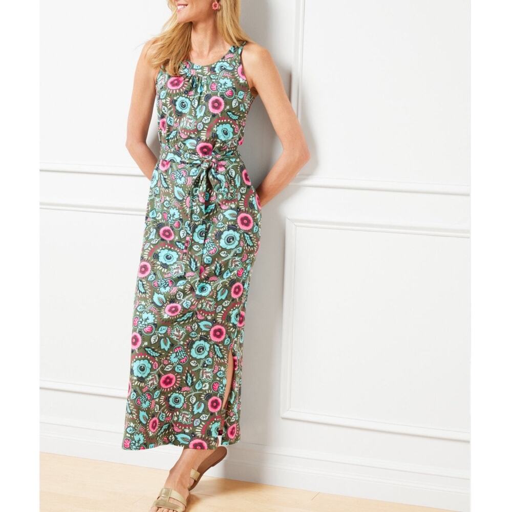 NEW Talbots Jersey Halter Maxi Dress in Jacobean - Size Medium